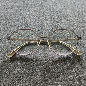 Vogue Octagonal Metal Frame Glasses in Gold and Clear